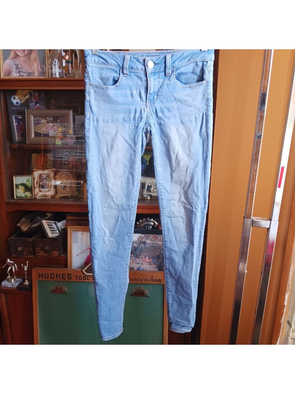 American Eagle Light Wash Skinny Jeans Super Stretch Womens 4 Long 28x31